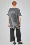 long and wide tunic in crinkled striped ecotex cotton and polyester knit - KNIT KNIT 