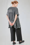long and wide tunic in crinkled striped ecotex cotton and polyester knit - KNIT KNIT 