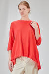 hip-lenght t-shirt, wide, in ecotex cotton and polyester knit with thin stripes - KNIT KNIT 