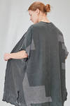 long and wide cardigan in crinkled cotton, nylon and polyamide knit with thin stripes - KNIT KNIT 