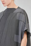 long and wide cardigan in crinkled cotton, nylon and polyamide knit with thin stripes - KNIT KNIT 