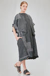 long and wide cardigan in crinkled cotton, nylon and polyamide knit with thin stripes - KNIT KNIT 