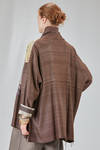 below the hip kimono style jacket crafted in wool bourette and viscose patchwork, parts in cotton - CHRISTINE MOREAU 
