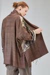 below the hip kimono style jacket crafted in wool bourette and viscose patchwork, parts in cotton - CHRISTINE MOREAU 