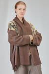 below the hip kimono style jacket crafted in wool bourette and viscose patchwork, parts in cotton - CHRISTINE MOREAU 