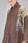 below the hip kimono style jacket crafted in wool bourette and viscose patchwork, parts in cotton - CHRISTINE MOREAU 