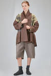 below the hip kimono style jacket crafted in wool bourette and viscose patchwork, parts in cotton - CHRISTINE MOREAU 