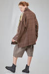 below the hip kimono style jacket crafted in wool bourette and viscose patchwork, parts in cotton - CHRISTINE MOREAU 