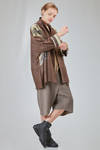 below the hip kimono style jacket crafted in wool bourette and viscose patchwork, parts in cotton - CHRISTINE MOREAU 