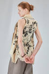 long and soft gilet in screen-printed cotton muslin - CHRISTINE MOREAU 