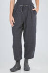 soft trousers, ankle length, in wool twill with tone on tone check pattern - ALEKSANDR MANAMIS 