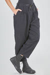 soft trousers, ankle length, in wool twill with tone on tone check pattern - ALEKSANDR MANAMIS 