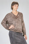 hip-lenght sweater, soft, in over-dyed cotton, polyamide and elastane wadding knit - AVANT TOI 