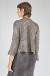 hip-lenght cardigan, soft, in over-dyed laminated cashmere and silk knit - AVANT TOI 