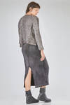 hip-lenght cardigan, soft, in over-dyed laminated cashmere and silk knit - AVANT TOI 