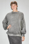 long and wide sweater in over-dyed cotton, polyamide and elastane bouclé knit - AVANT TOI 