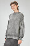 long and wide sweater in over-dyed cotton, polyamide and elastane bouclé knit - AVANT TOI 