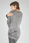 long and wide sweater in over-dyed cotton, polyamide and elastane bouclé knit - AVANT TOI 