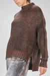 long and soft sweater in over-dyed and melange new wool and silk slub-knit - AVANT TOI 