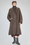 long and oversize coat, in brushed faux fur wool, mohair, nylon, yak and elastan knit - BOBOUTIC 
