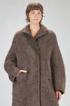 long and oversize coat, in brushed faux fur wool, mohair, nylon, yak and elastan knit - BOBOUTIC 