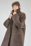 long and oversize coat, in brushed faux fur wool, mohair, nylon, yak and elastan knit - BOBOUTIC 