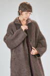 long and oversize coat, in brushed faux fur wool, mohair, nylon, yak and elastan knit - BOBOUTIC 