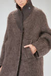 long and oversize coat, in brushed faux fur wool, mohair, nylon, yak and elastan knit - BOBOUTIC 