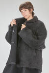 long and oversize caban, in brushed faux fur wool, mohair, nylon, yak and elastan knit - BOBOUTIC 