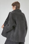 long and oversize caban, in brushed faux fur wool, mohair, nylon, yak and elastan knit - BOBOUTIC 