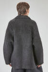 long and oversize caban, in brushed faux fur wool, mohair, nylon, yak and elastan knit - BOBOUTIC 