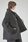 long and oversize caban, in brushed faux fur wool, mohair, nylon, yak and elastan knit - BOBOUTIC 