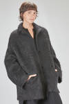 long and oversize caban, in brushed faux fur wool, mohair, nylon, yak and elastan knit - BOBOUTIC 