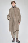 under the knee coat, wide, in double reversible wool, polyester, yak, mohair and elastan knit - BOBOUTIC 