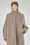 under the knee coat, wide, in double reversible wool, polyester, yak, mohair and elastan knit - BOBOUTIC 