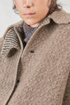under the knee coat, wide, in double reversible wool, polyester, yak, mohair and elastan knit - BOBOUTIC 