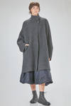 under the knee coat, wide, in double melange wool, yak, nylon and elastan knit - BOBOUTIC 
