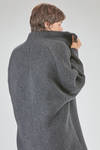 under the knee coat, wide, in double melange wool, yak, nylon and elastan knit - BOBOUTIC 