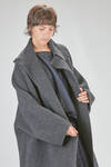 under the knee coat, wide, in double melange wool, yak, nylon and elastan knit - BOBOUTIC 