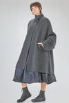 under the knee coat, wide, in double melange wool, yak, nylon and elastan knit - BOBOUTIC 