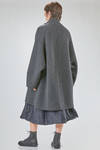 under the knee coat, wide, in double melange wool, yak, nylon and elastan knit - BOBOUTIC 