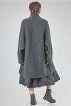 under the knee coat, wide, in double melange wool, yak, nylon and elastan knit - BOBOUTIC 