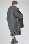 under the knee coat, wide, in double melange wool, yak, nylon and elastan knit - BOBOUTIC 