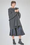under the knee coat, wide, in double melange wool, yak, nylon and elastan knit - BOBOUTIC 