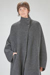 under the knee coat, wide, in double melange wool, yak, nylon and elastan knit - BOBOUTIC 