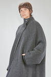 under the knee coat, wide, in double melange wool, yak, nylon and elastan knit - BOBOUTIC 