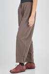 wide trousers in light basketweave wool and cotton knit with thin vertical stripe tone on tone - BOBOUTIC 