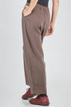 wide trousers in light basketweave wool and cotton knit with thin vertical stripe tone on tone - BOBOUTIC 