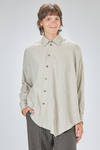 camicia lunga, ampia e asimmetrica, in seersucker lavato e goffrato di cotone ed elastan - FORME D' EXPRESSION 