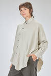 camicia lunga, ampia e asimmetrica, in seersucker lavato e goffrato di cotone ed elastan - FORME D' EXPRESSION 
